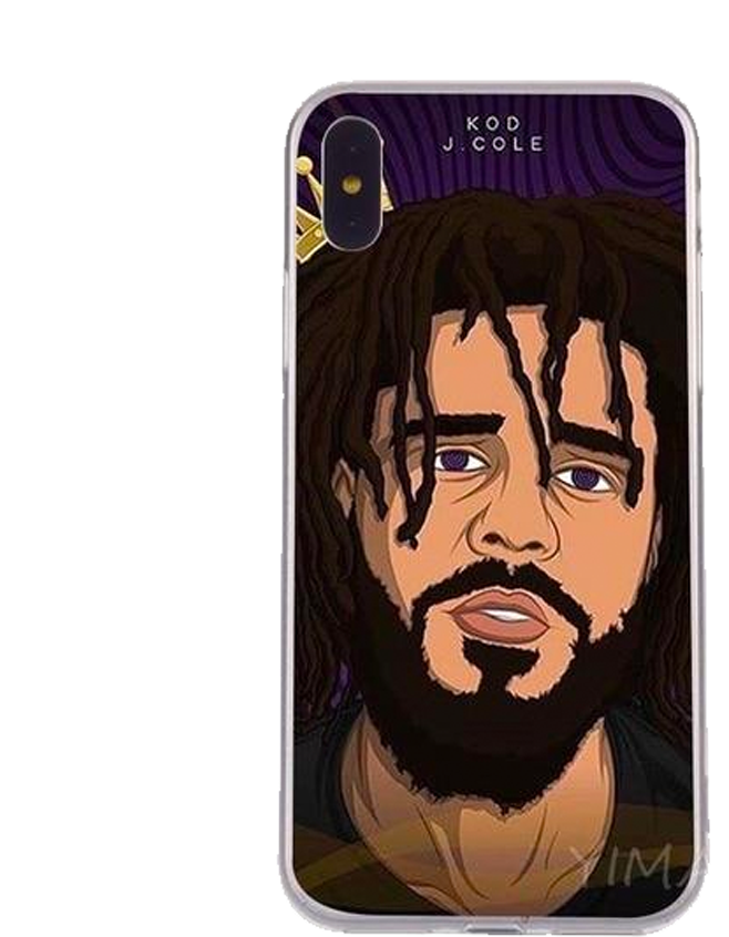 J Cole Face Iphone Case - Black Man Cartoon Art (1000x1000), Png Download