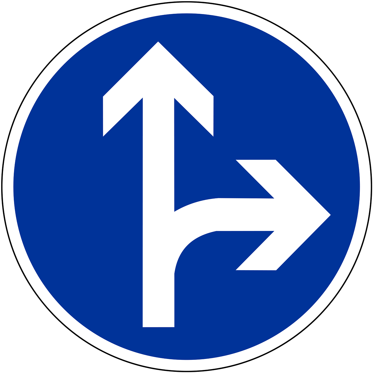 Traffic Sign Road Sign Shield - Verkehrszeichen Geradeaus Und Rechts (1280x1280), Png Download