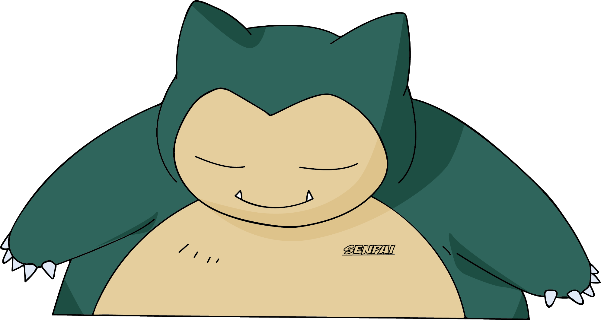 Image Of Senpai Snorlax - Cartoon (1991x1061), Png Download