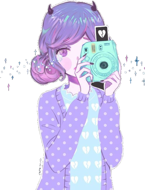 Resultado De Imagem Para Kawaii Pastel Png - Pastel Hair Anime Girl (496x701), Png Download