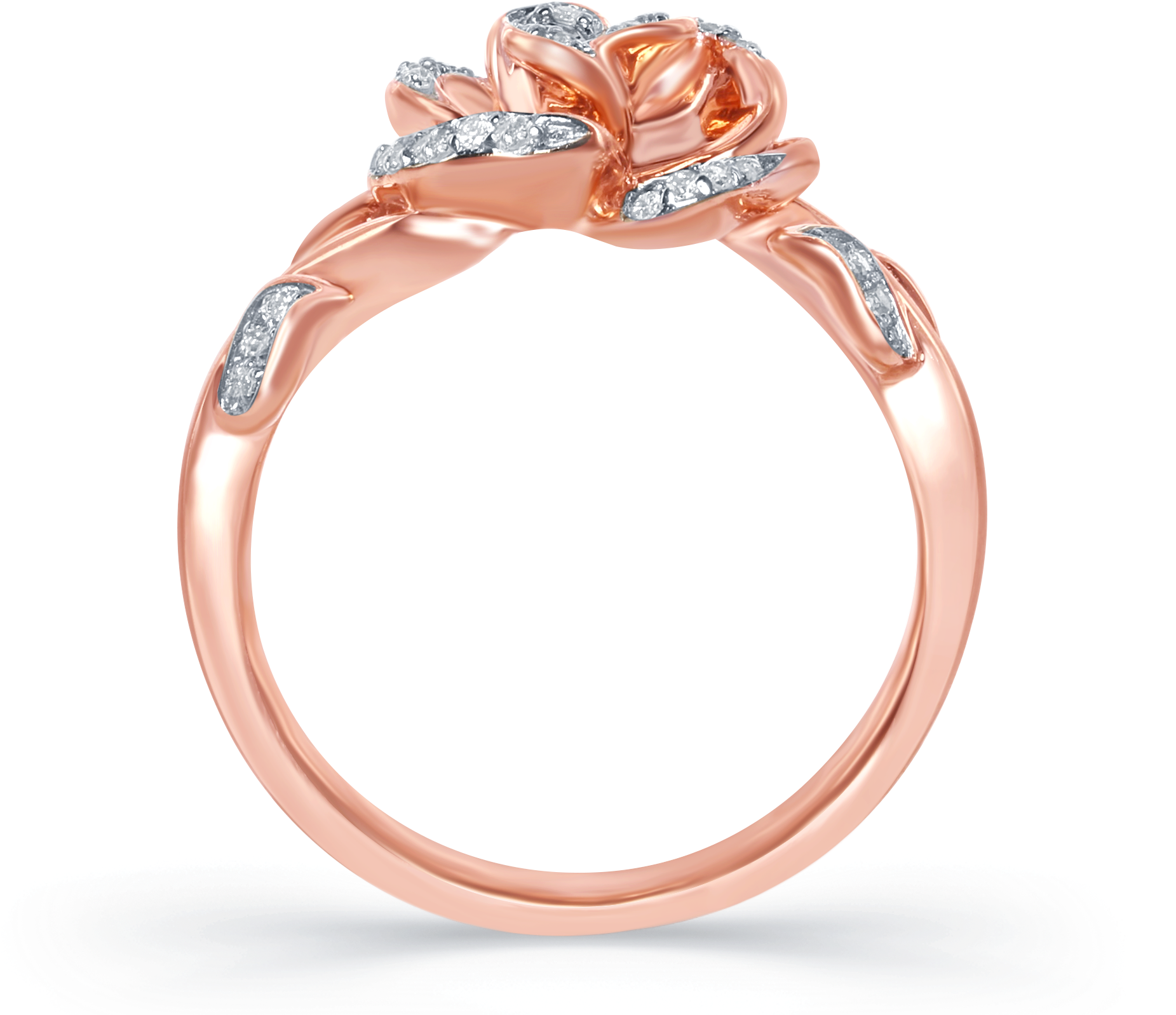 Image Of Ring - Rose Gold Rose Diamond Ring (2000x2000), Png Download