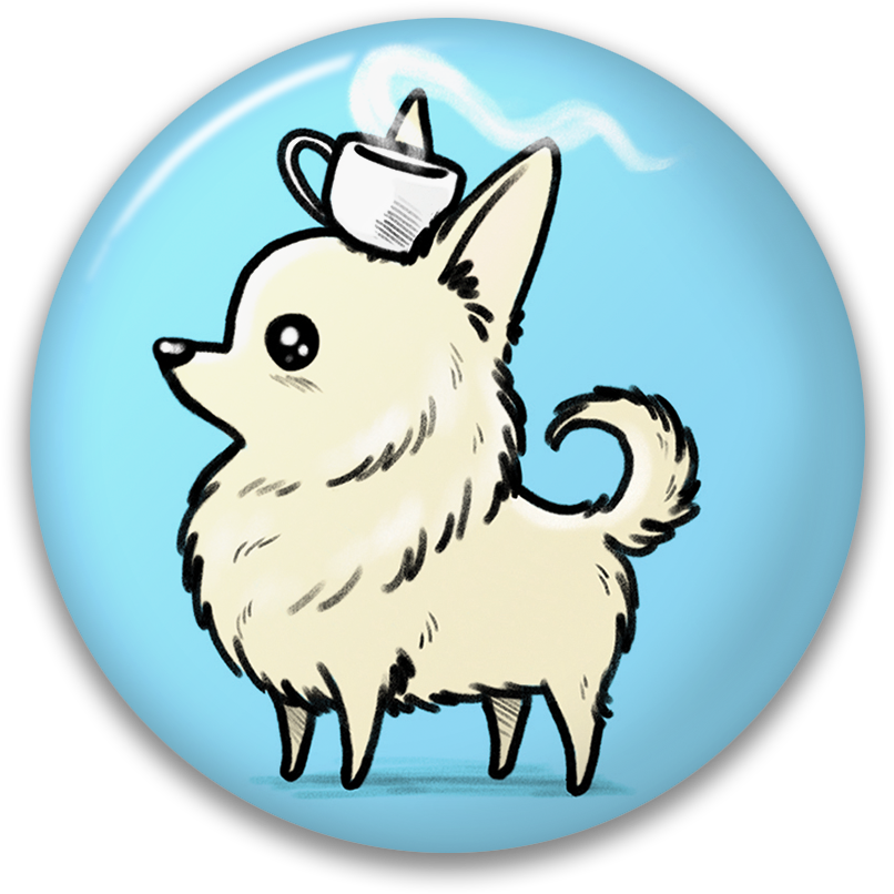 Teacup Chihuahua Button - Cartoon (1200x1200), Png Download