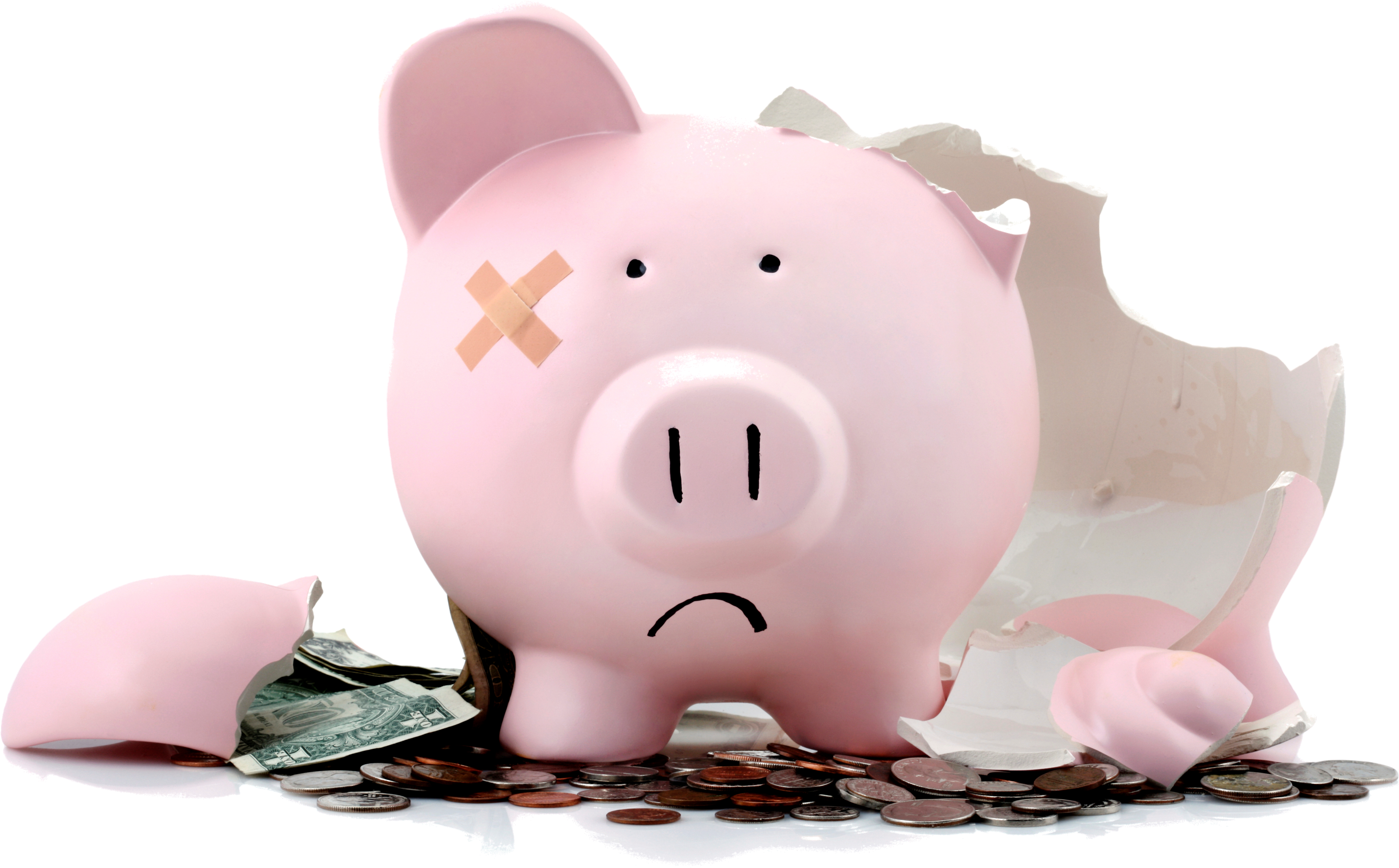 Piggy Bank Empty - Broken Piggy Bank Png (3933x2621), Png Download