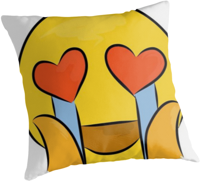 "crying Heart Eyes Emoji " Throw Pillows - Cushion (875x875), Png Download