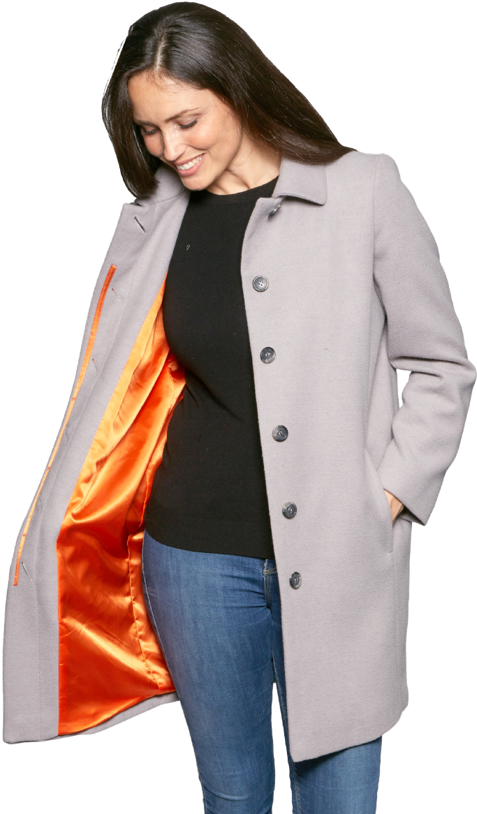 Special Offer K454 Womens Faux Cashmere Silver Grey - Overcoat (830x1204), Png Download