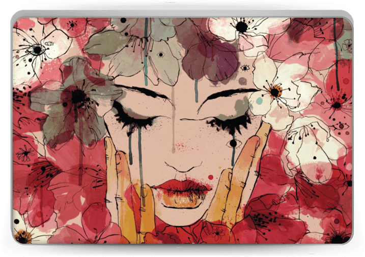 Girl & Flowers Skin Laptop - Love And Death Conrad Roset (800x533), Png Download