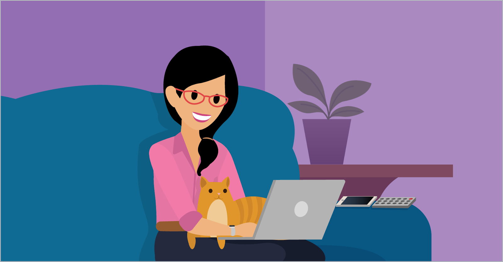 Sarah The Mathematician Sits On Her Sofa With Pickles - Cartoon (1600x833), Png Download