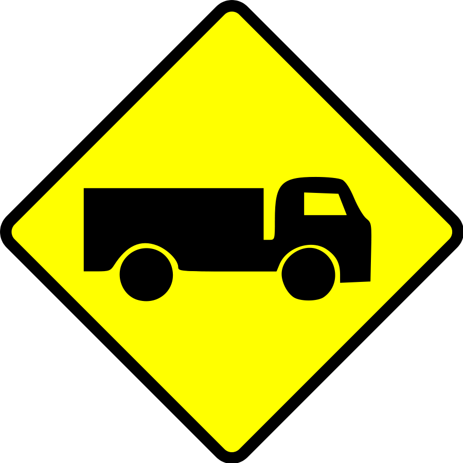 Free Vector Leomarc Caution Truck Clip Art - Truck Road Sign (600x600), Png Download