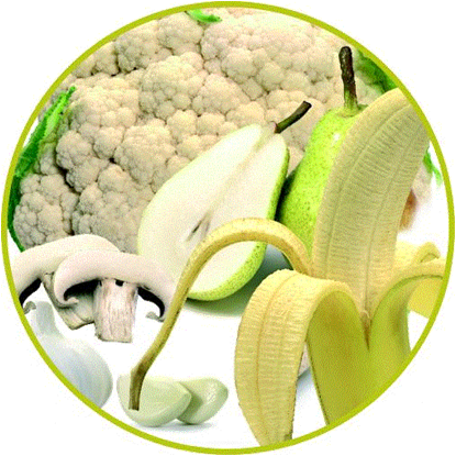 Las Verduras O Frutas, Sus Beneficios Según Su Color - Frutas Y Verduras De Color Blanco (415x415), Png Download