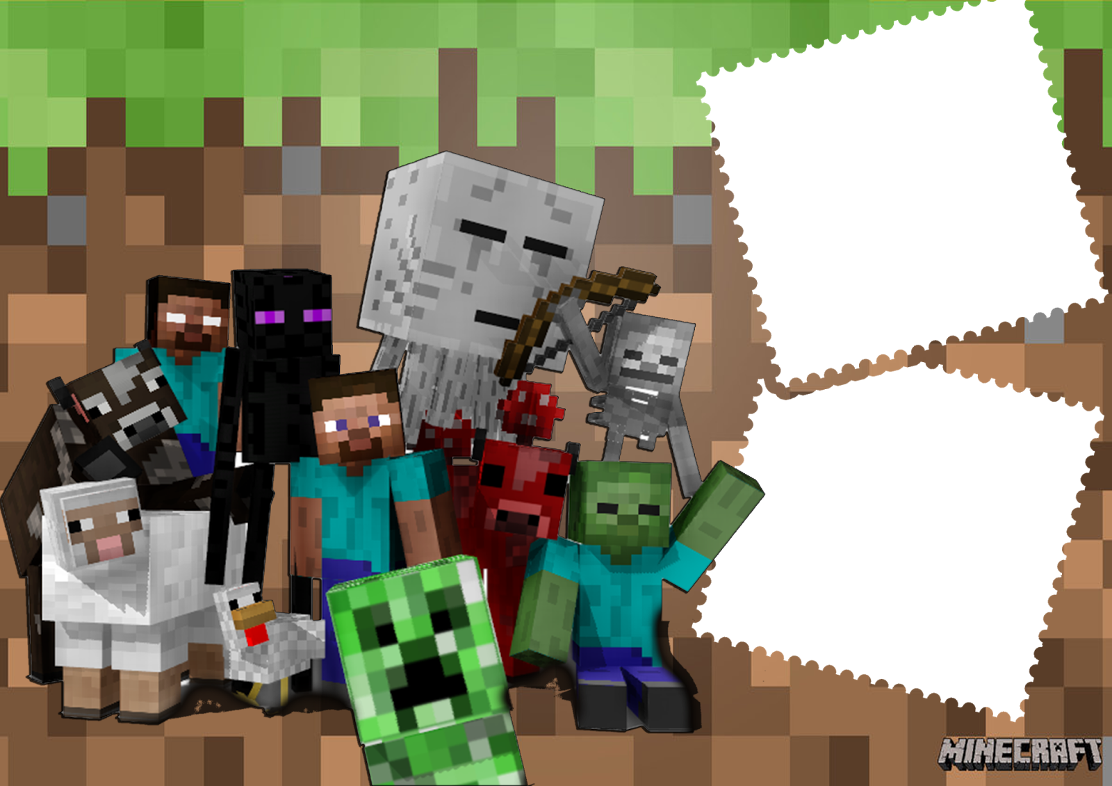 Lindas Molduras E Wallpaper Para Fs Do Jogo Do Minecraft - Painel Minecraft 4 (1600x1131), Png Download