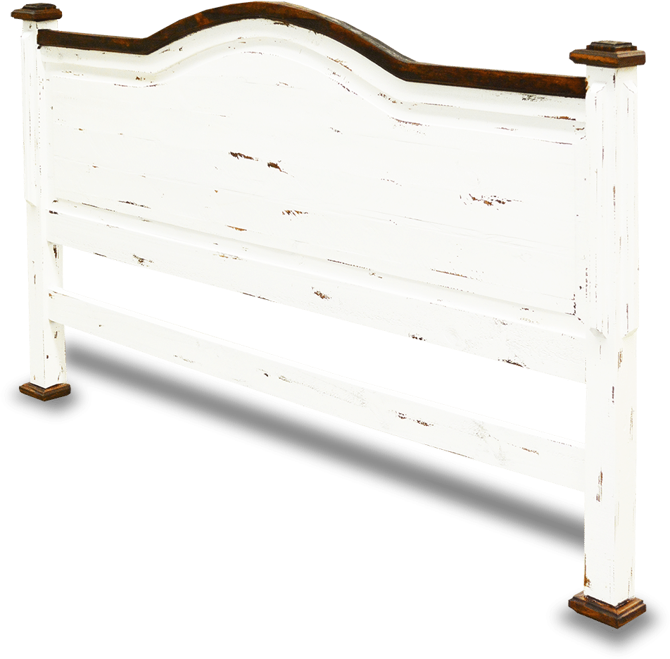 Cottage Rustic Queen Headboard Distressed White - Bench (1000x1026), Png Download