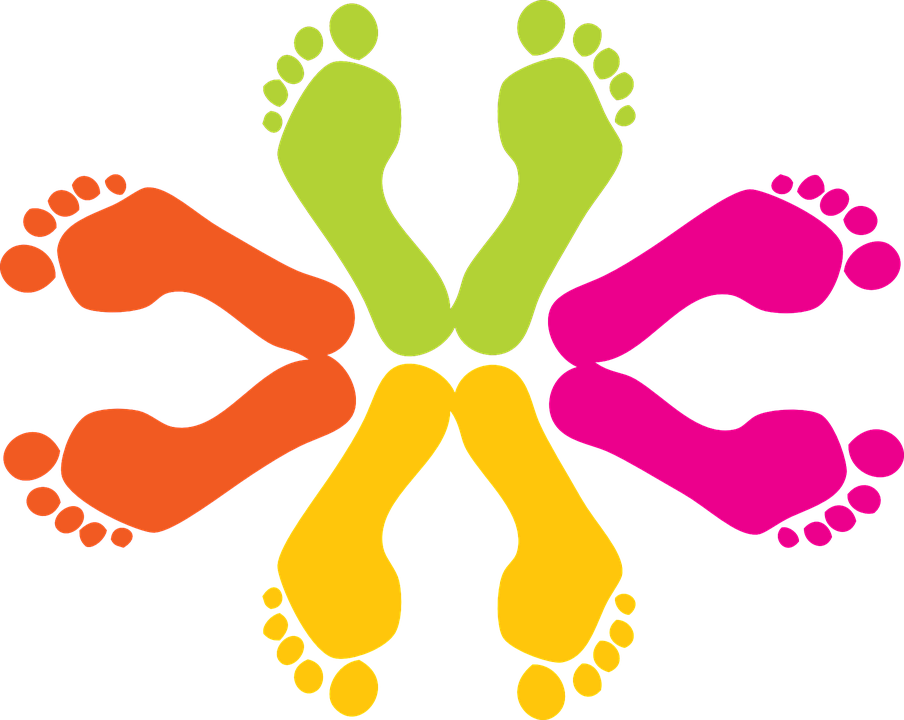 Coloured Footprints - Feet Clipart (904x720), Png Download