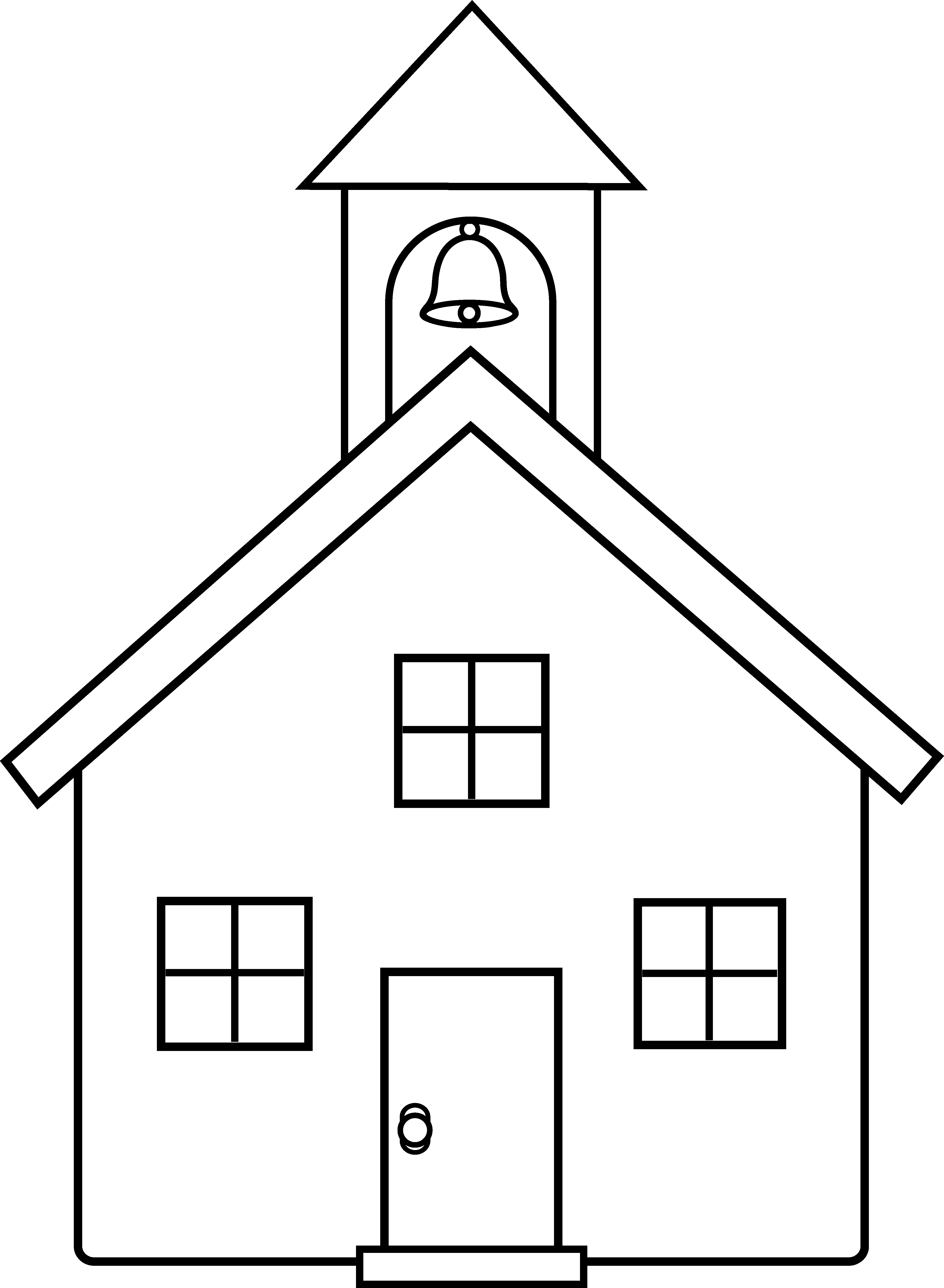 School House Line Art - Magic School House Coloring (4248x5798), Png Download