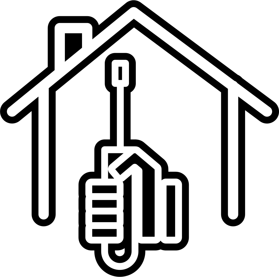 Screwdriver On Hand And House Outline Comments - Fixing House Icon (980x974), Png Download
