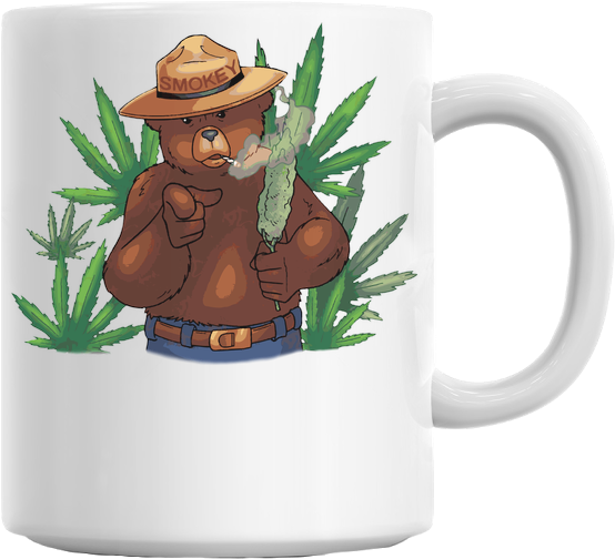 Smokey Bear Smoking Mug - Smokey The Bear Smoking (530x488), Png Download