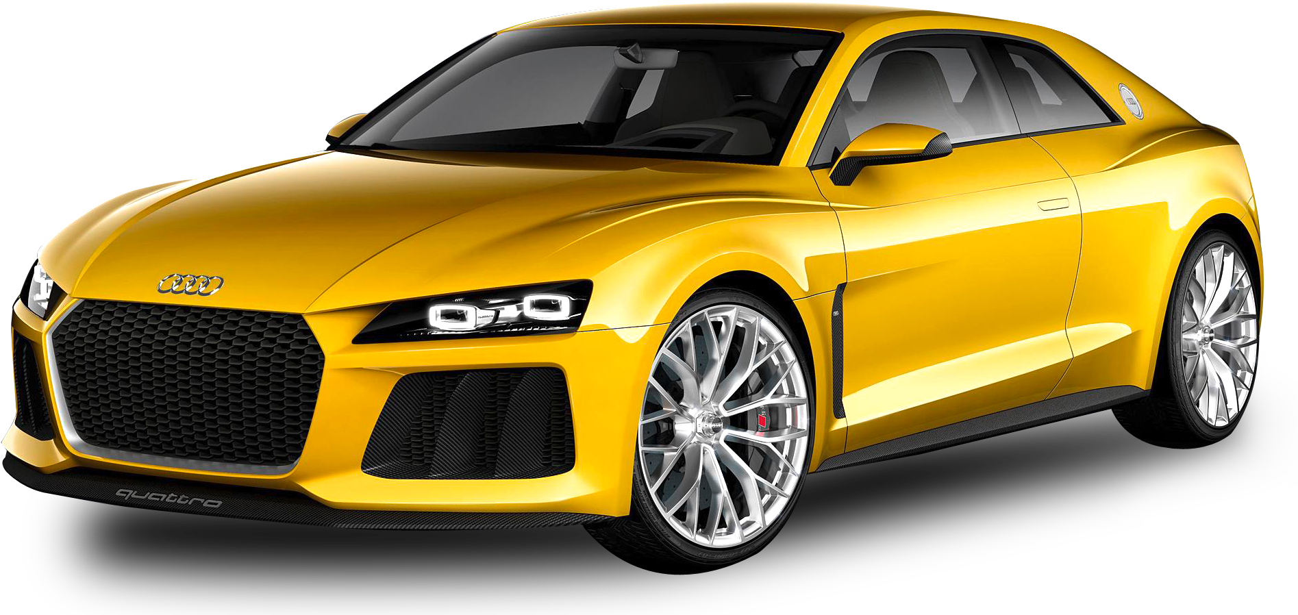 Audi Car Png Image Side View - Audi Car In Yellow (1932x1150), Png Download