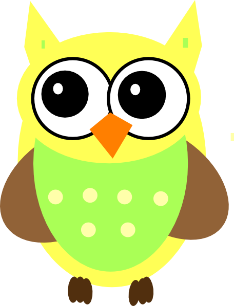 Yellow Baby Owl Clip Art At Clker - Cartoon Owls Clipart Png (456x598), Png Download