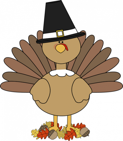 Free Turkey Clipart Turkey Pilgirm In Autumn Leaves - Thanksgiving Clipart For Kids (417x480), Png Download