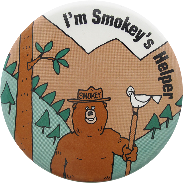 Smokey's Helper Cause Button Museum - Smokey The Bear Pin - I'm Smokey's Helper - Full Colour (1000x958), Png Download