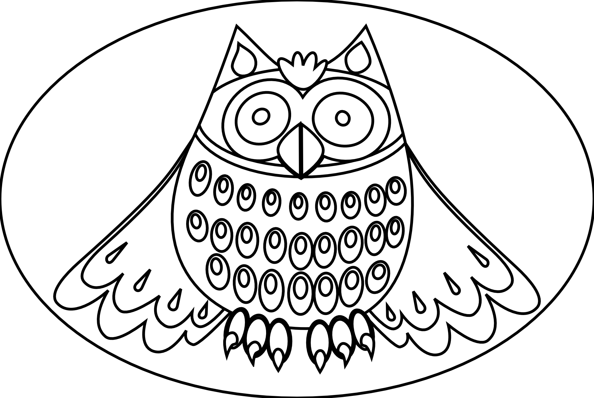 Download Cute Owl Black White Line Art 999px 167 Burung Hantu