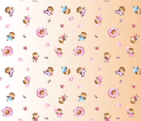 Apricot Orange Gradient Cute Owl With Sweets Fill A - Orange (470x403), Png Download