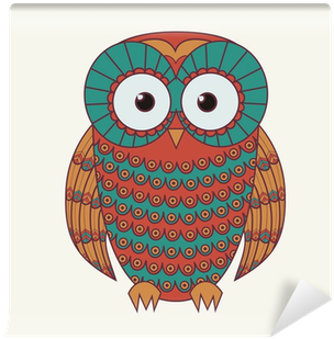 Vector Illustration Of Decorative Cute Owl Wall Mural - Animal (400x400), Png Download