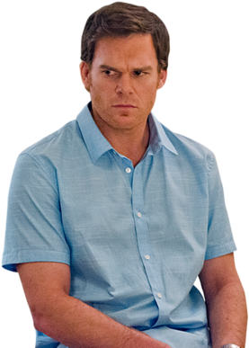 Hall On The Dexter-vogel Chemistry, His Flashback Wig, - Dexter - Season 8 (330x412), Png Download