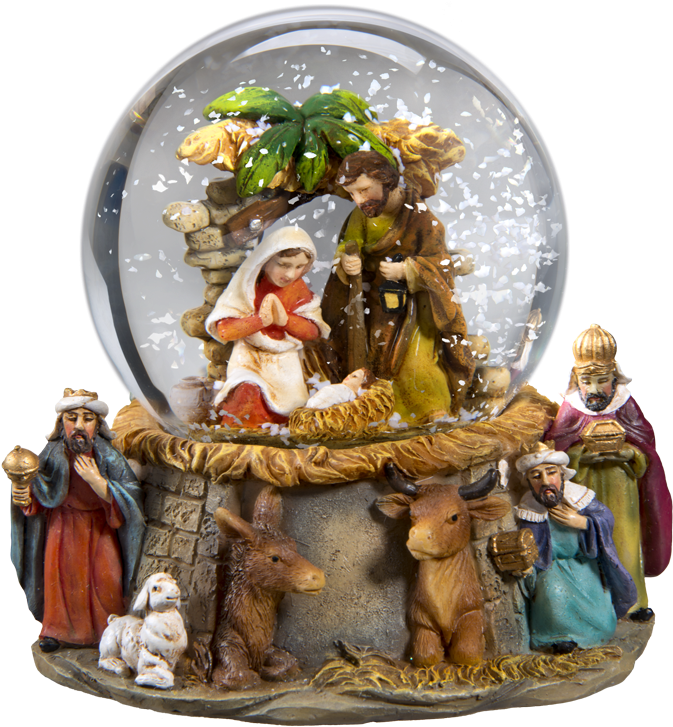 Snow Globe "nativity Scene" - Snow Globe Manger Scene (709x800), Png Download
