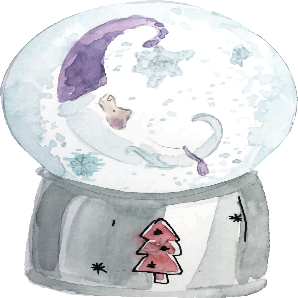 Hand Drawn Cartoon Snow Globe Glass Ball Transparent - Drawing (1024x1024), Png Download