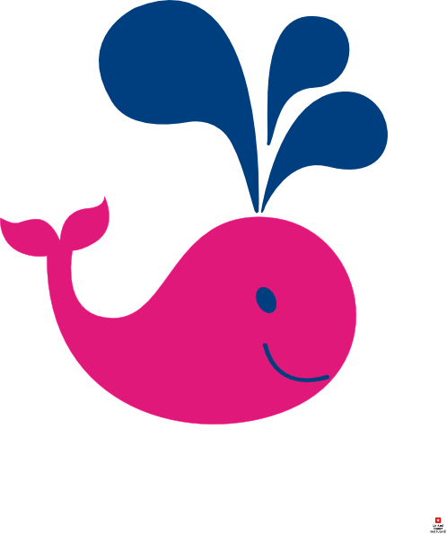 Cute Pink And Navy Whale Clip Art - Pink And Navy Whale (498x595), Png Download