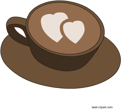 Coffee With Hearts Free Clip Art - Coffee (450x450), Png Download