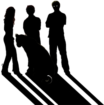 Superhero Silhouettes - Superhero Group Silhouette Png (368x338), Png Download