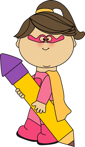 Pencil Clipart Superhero - Kid Waving Clipart (290x500), Png Download