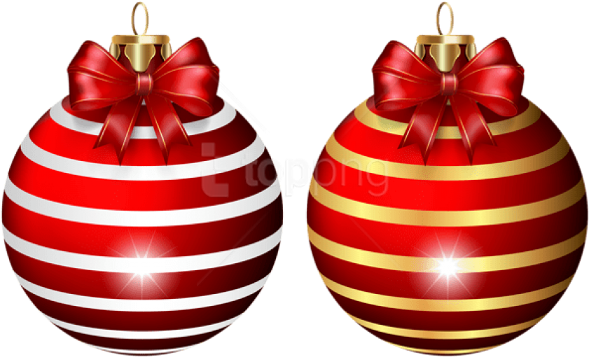 Free Png Christmas Ball Set With Bow Png Images Transparent - Christmas Ornament (850x519), Png Download