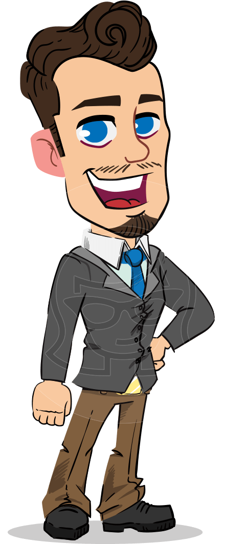 Simple Style Cartoon Of A Businessman With Goatee - Cartoon (957x1060), Png Download