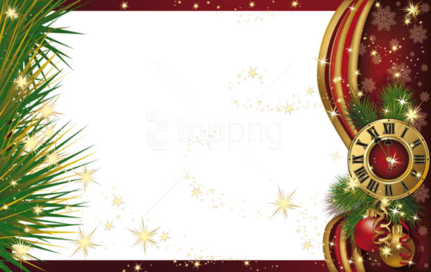 Free Png Christmas Png Frame With Clock Background - Merry Christmas Frame Png (850x536), Png Download