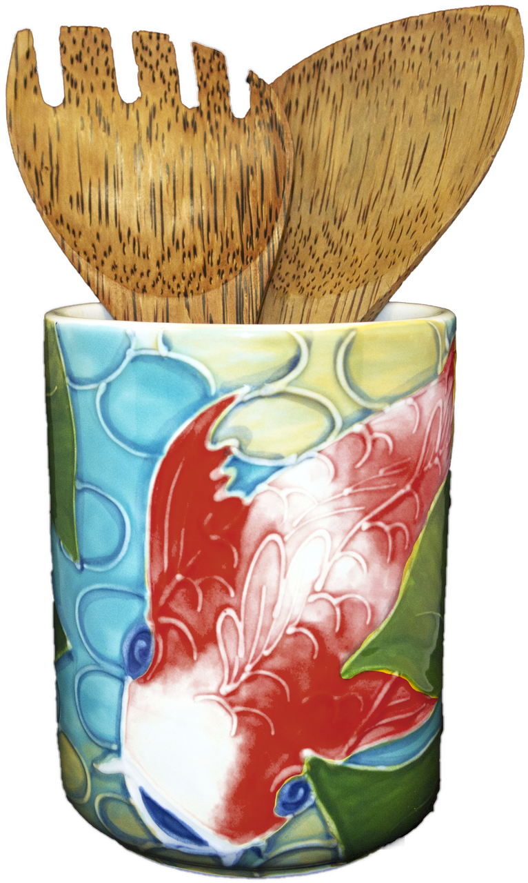 Download Utensil Holder Tropical Koi Fish Vase Full Size PNG Image