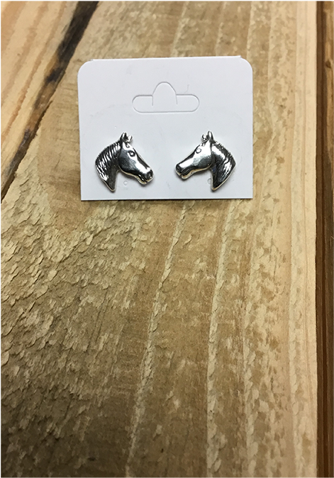 Sterling Silver Small Horse Head Earrings - Flip-flops (576x768), Png Download