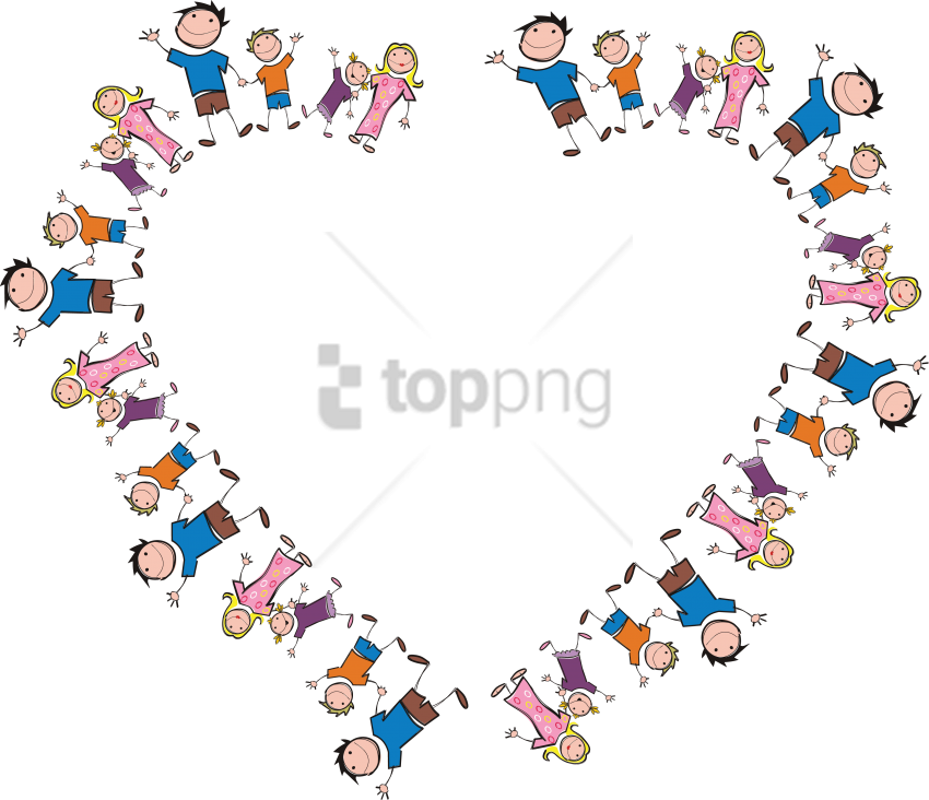 Free Png Freeof A Heart Frame Made Of Stick Family - Stick Figure Family Heart (850x732), Png Download