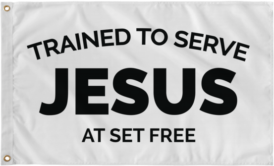 Trained To Serve Jesus At Set Free White Flag - Banner (600x600), Png Download