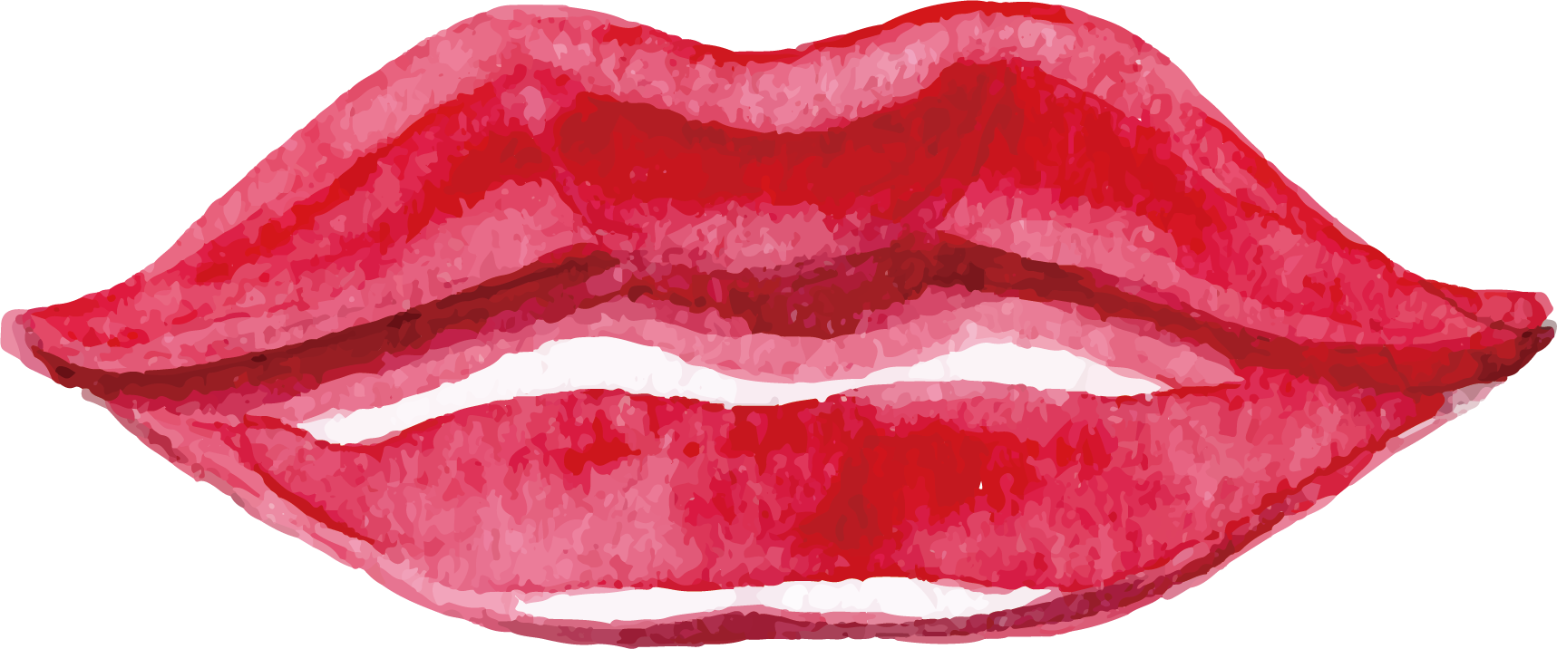 Lip Watercolor Painting Kiss - Kiss Watercolor Png (1717x716), Png Download
