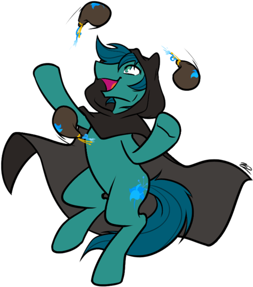 Egophiliac, Clothes, Earth Pony, Hooded Cape, Juggling, - Cartoon (529x600), Png Download