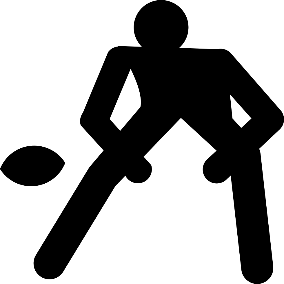 Rugby Player Silhouette Flexed To Front To Catch The - Rugby Football (980x982), Png Download