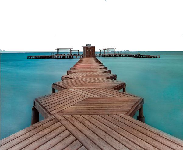 Pont De Pierre Puente De Madera Timber Bridge - Sea (600x627), Png Download