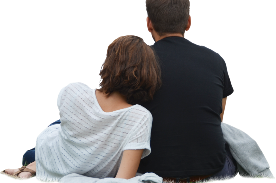 Couple Sitting Back Png (960x636), Png Download