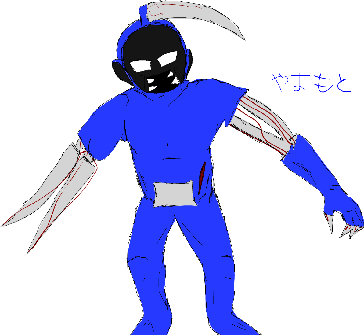 Drawn Scythe Blue - Cartoon (1500x1200), Png Download