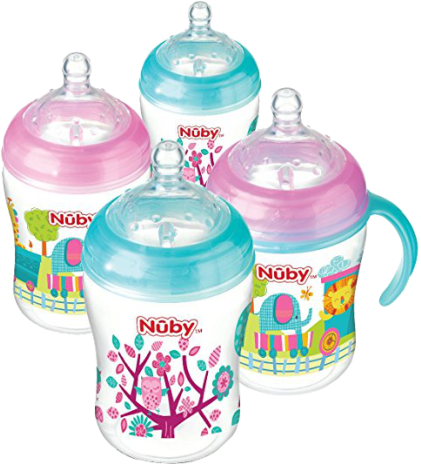 Nuby Natural Touch Redaqua 9oz - Nuby Natural Touch Baby Bottles 4 Pack (640x480), Png Download