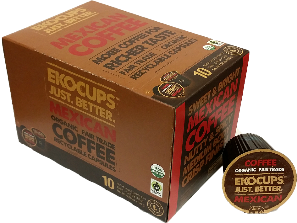 Ekocups Mexican Single Serve Cup Coffee, 10 Count Ekocups - Box (1000x1000), Png Download