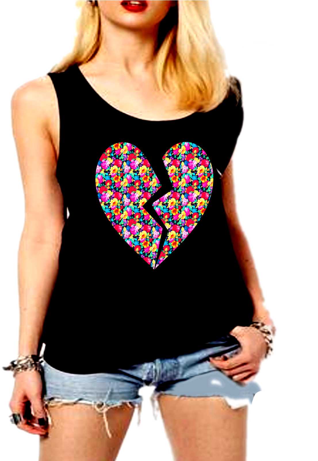 Broken Heart Black Tank - Girl (1242x1600), Png Download