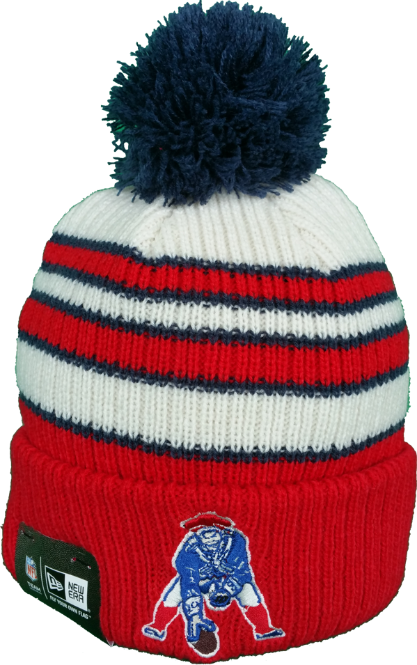 New England Patriots Vintage Traditional Stripe Pom - Beanie (599x955), Png Download